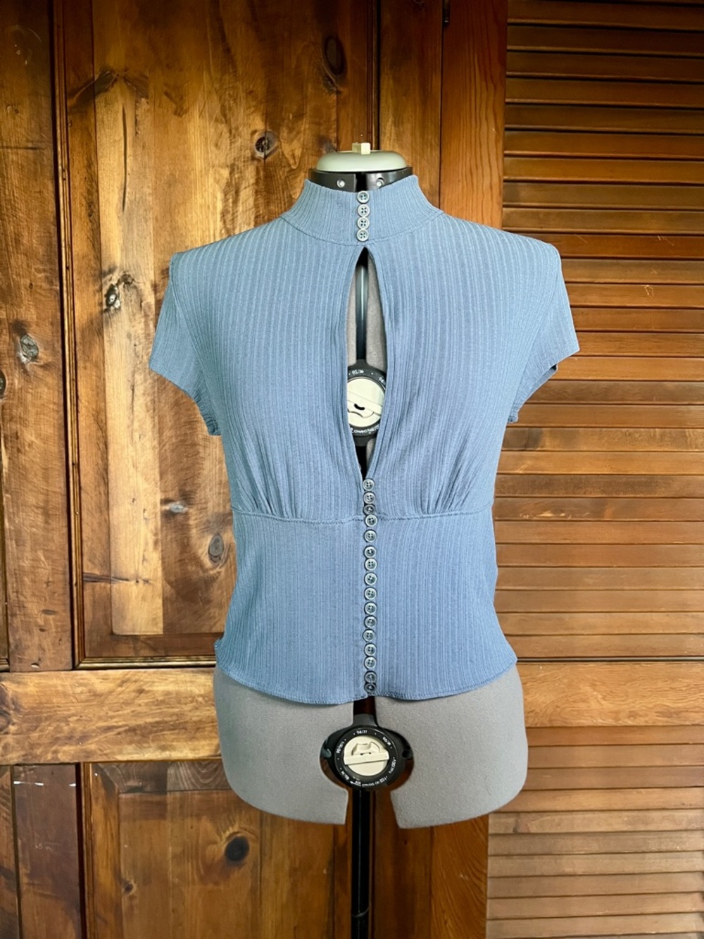 Anthropologie Keyhole Mock-Neck Top in Slate